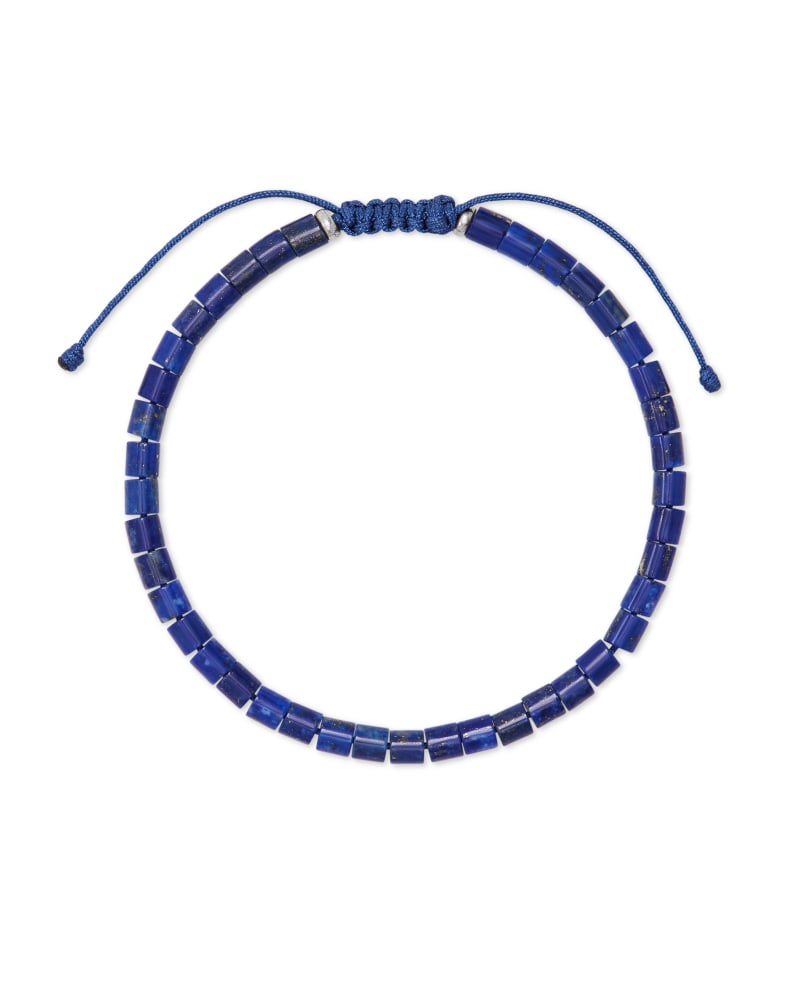 Grey Oxidized Sterling Silver Corded Bracelet in Blue Lapis image number 2